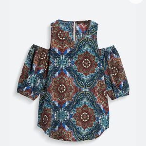 Renee C. Multicolor Cold Shoulder Blouse